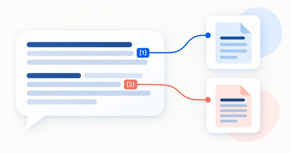 An AI answer with numbered citations linked to source documents