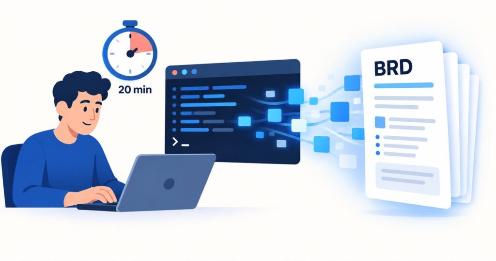 Developer creating a BRD in 20 minutes with Claude Code