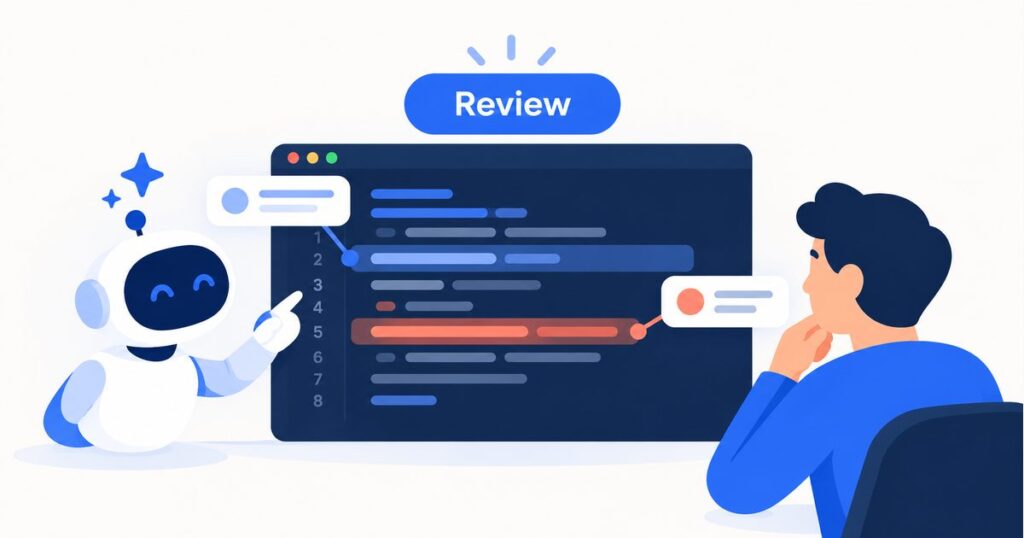 AI assistant and developer reviewing code together