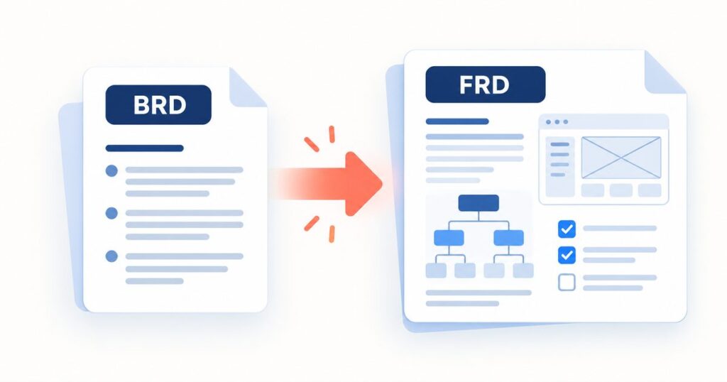 BRD document turning into a detailed FRD blueprint