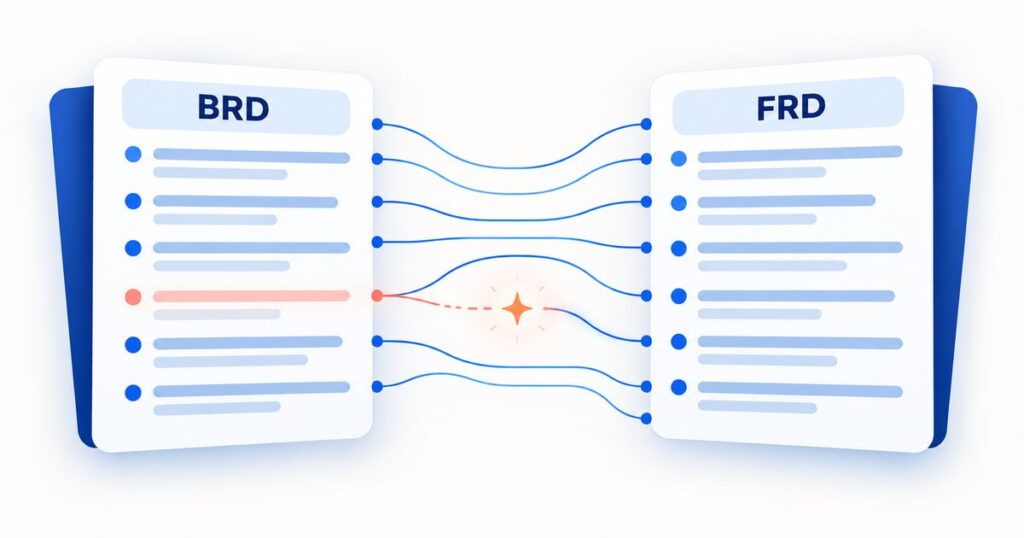 BRD and FRD linked line by line, with one broken link being fixed