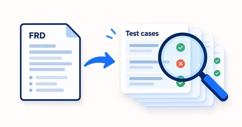 FRD turned into test cases checked with a magnifying glass